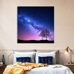 Milky Way Nebula Sky with Silhouetted Trees Wall Art