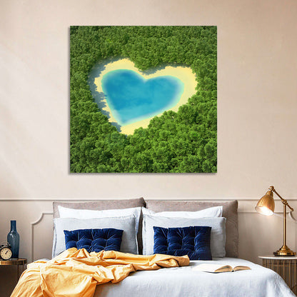 Heart-shaped Pond Aerial View Wall Art