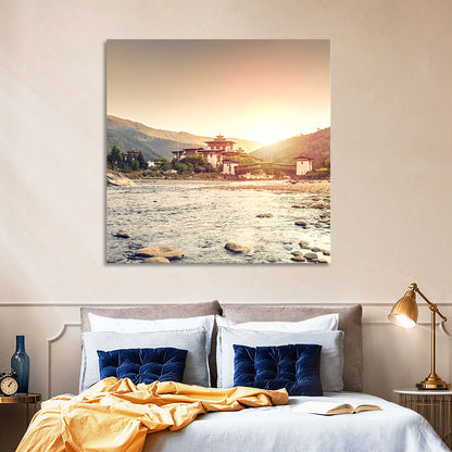 Punakha Dzong at Golden Hour Wall Art