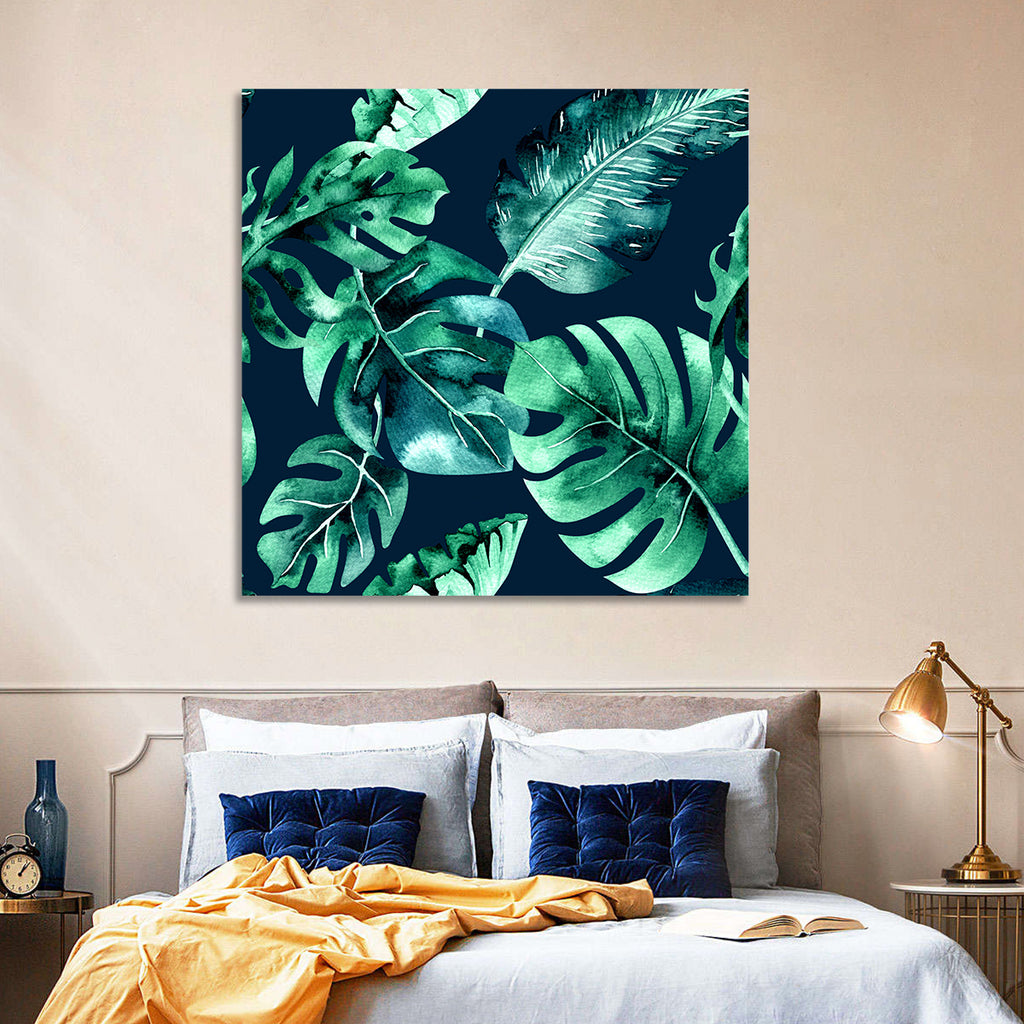 Tropical Watercolor Leaf Pattern Wall Art