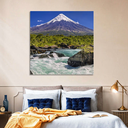 Osorno Volcano Over Petrohue Rapids Wall Art