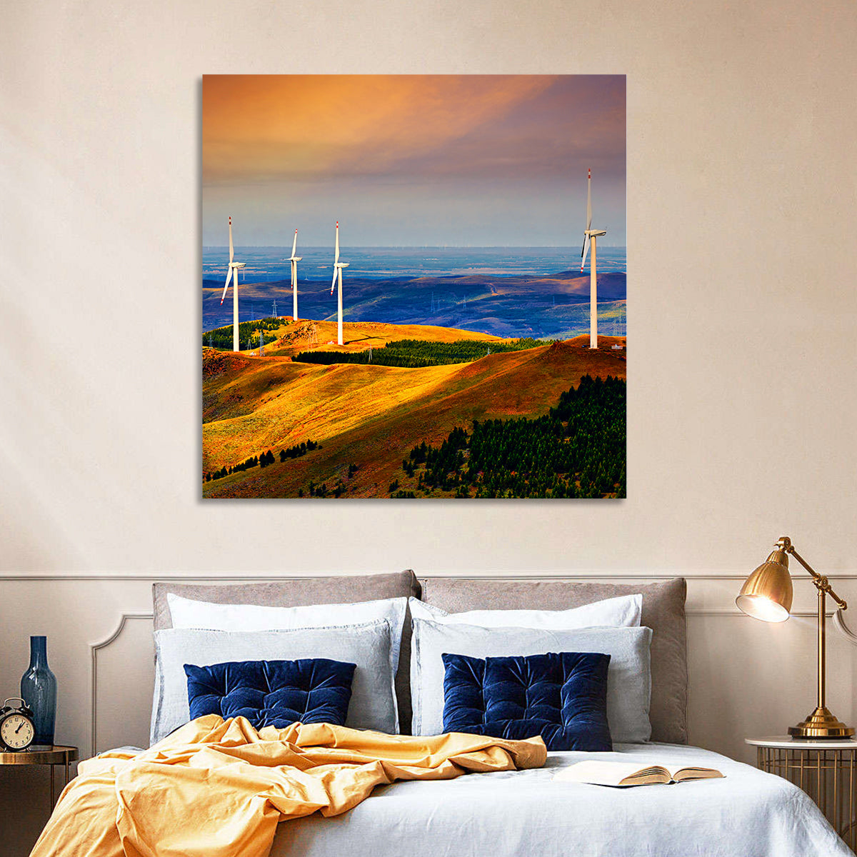 Golden Hour Wind Turbines Wall Art