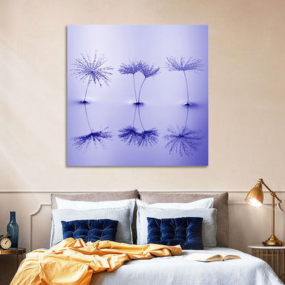 Blue Dandelion Seeds with Reflections Wall Art