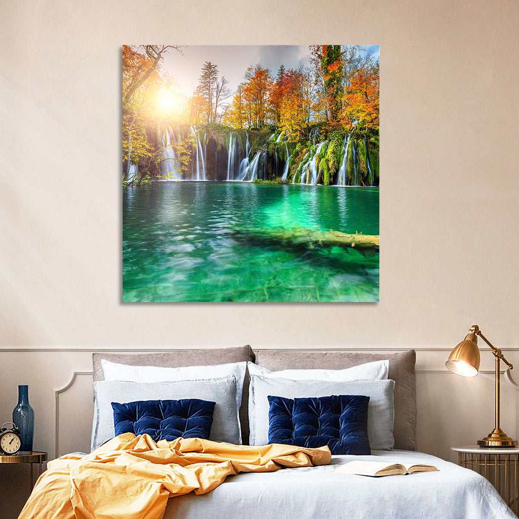 Autumn Waterfalls at Plitvice Lakes Wall Art