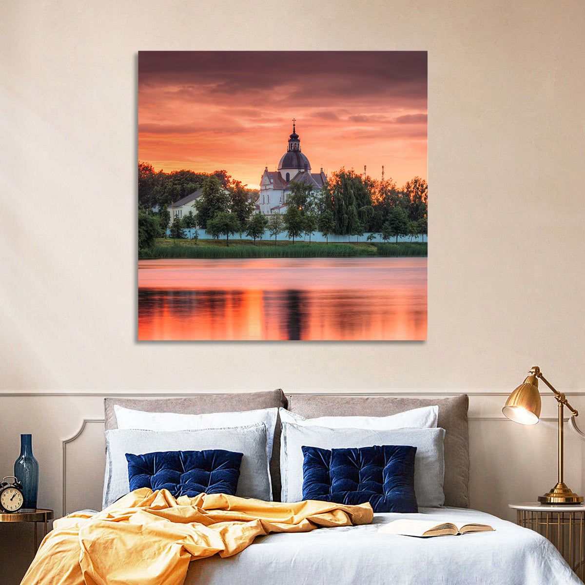 Corpus Christi Church Sunset Reflection Wall Art