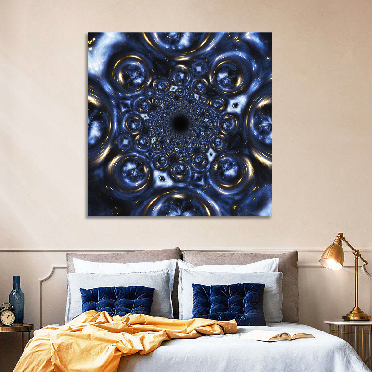 Black Hole Vortex Wall Art in a room, square