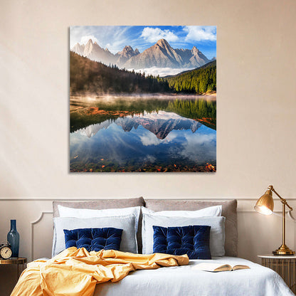 Morning Mist Mountain Lake Wall Art