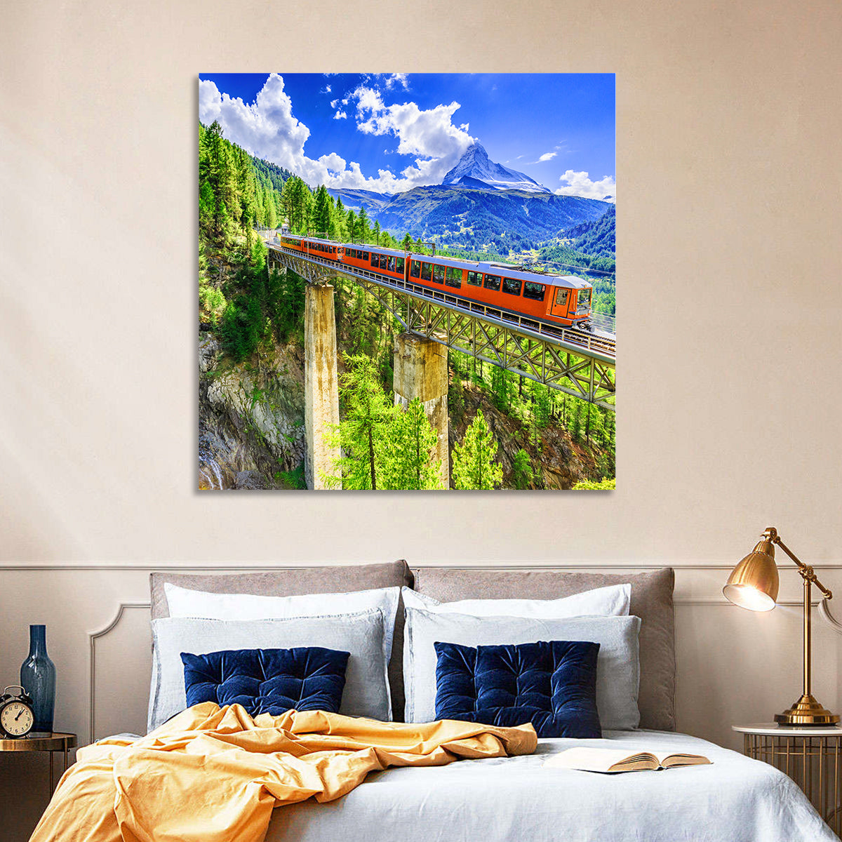 Gornergrat Tourist Train Wall Art in a room, square