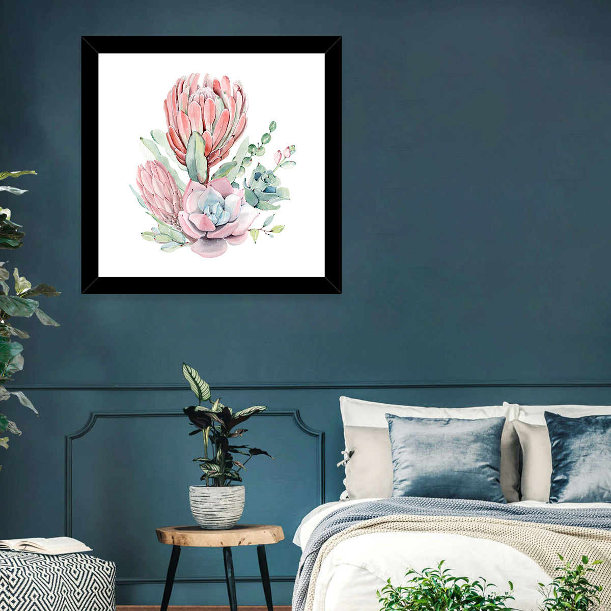 Pink Protea Succulent Bouquet Wall Art