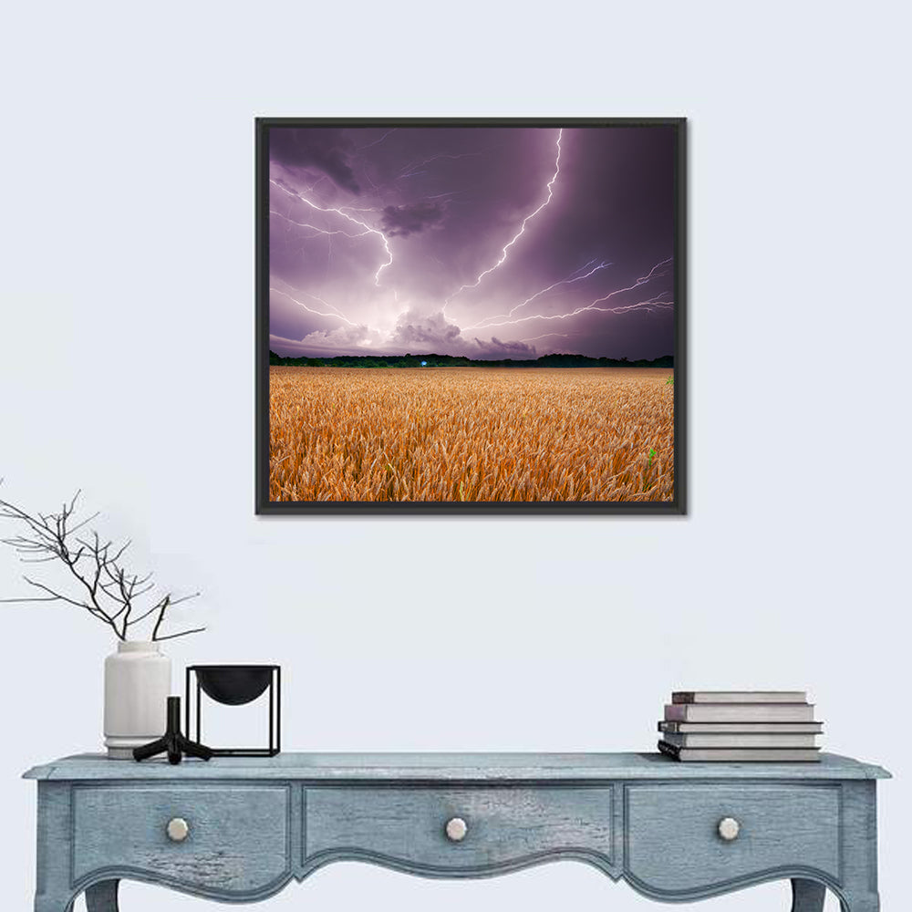 Lightning Over Wheat Field Wall Art