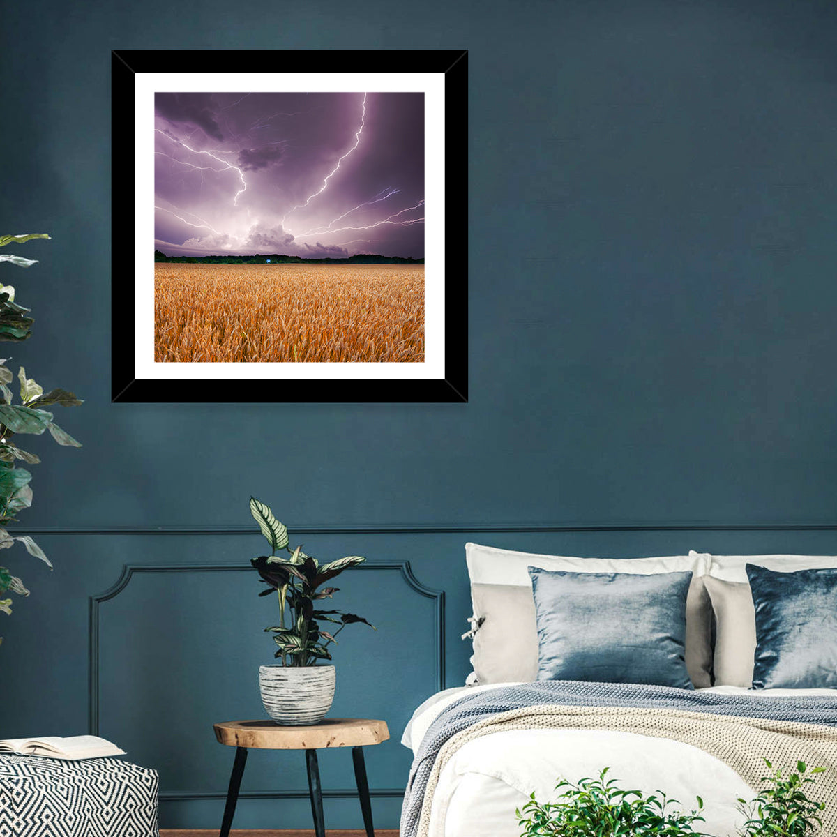 Lightning Over Wheat Field Wall Art