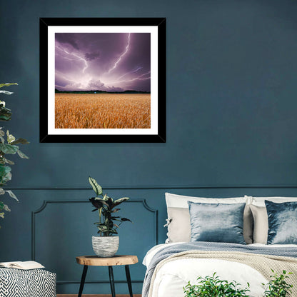 Lightning Over Wheat Field Wall Art