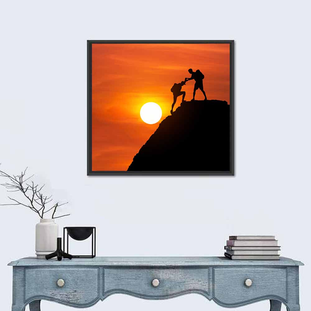 Mountaineer Silhouette at Sunset Wall Art