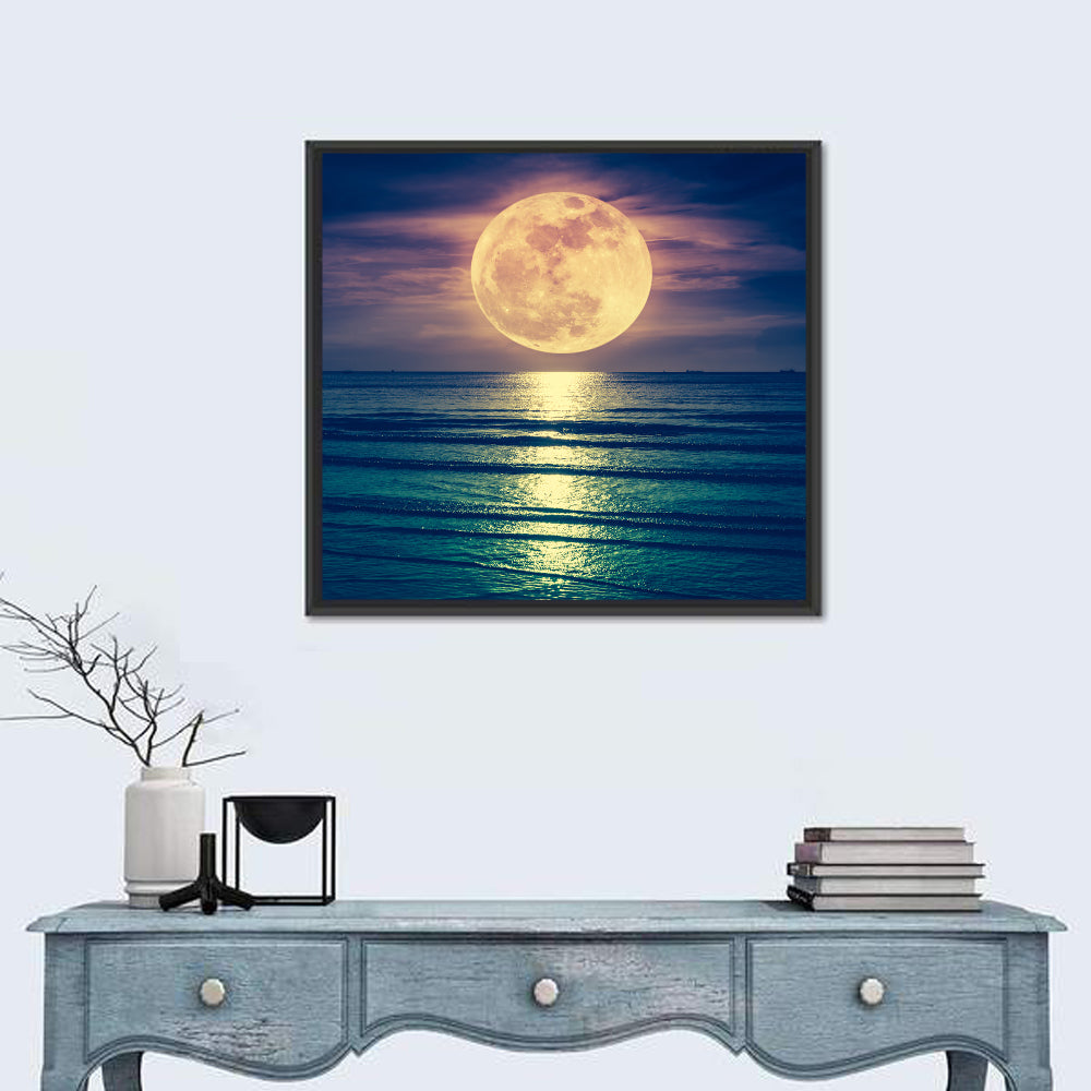 Supermoon Over Calm Sea Wall Art