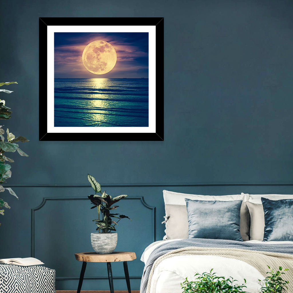 Supermoon Over Calm Sea Wall Art