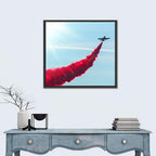 Jet with Red Smoke Trail Wall Art