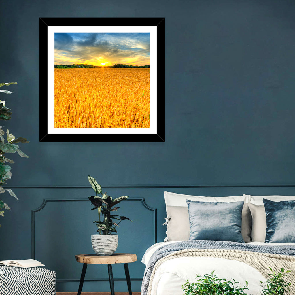 Wheat Field Sunset Wall Art