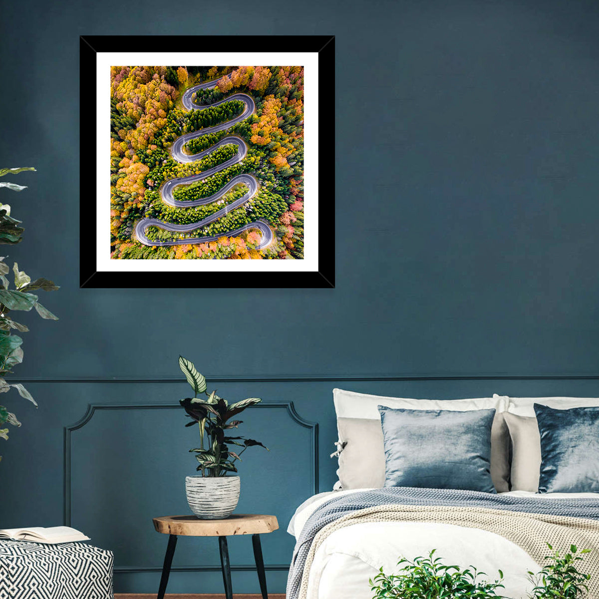 Autumn Winding Forest Road Wall Art