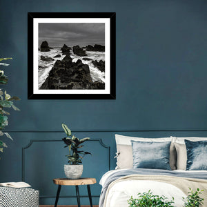 Rocky Beach Waves Wall Art