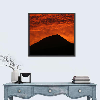 Pico Island Volcano Silhouette at Sunset Wall Art