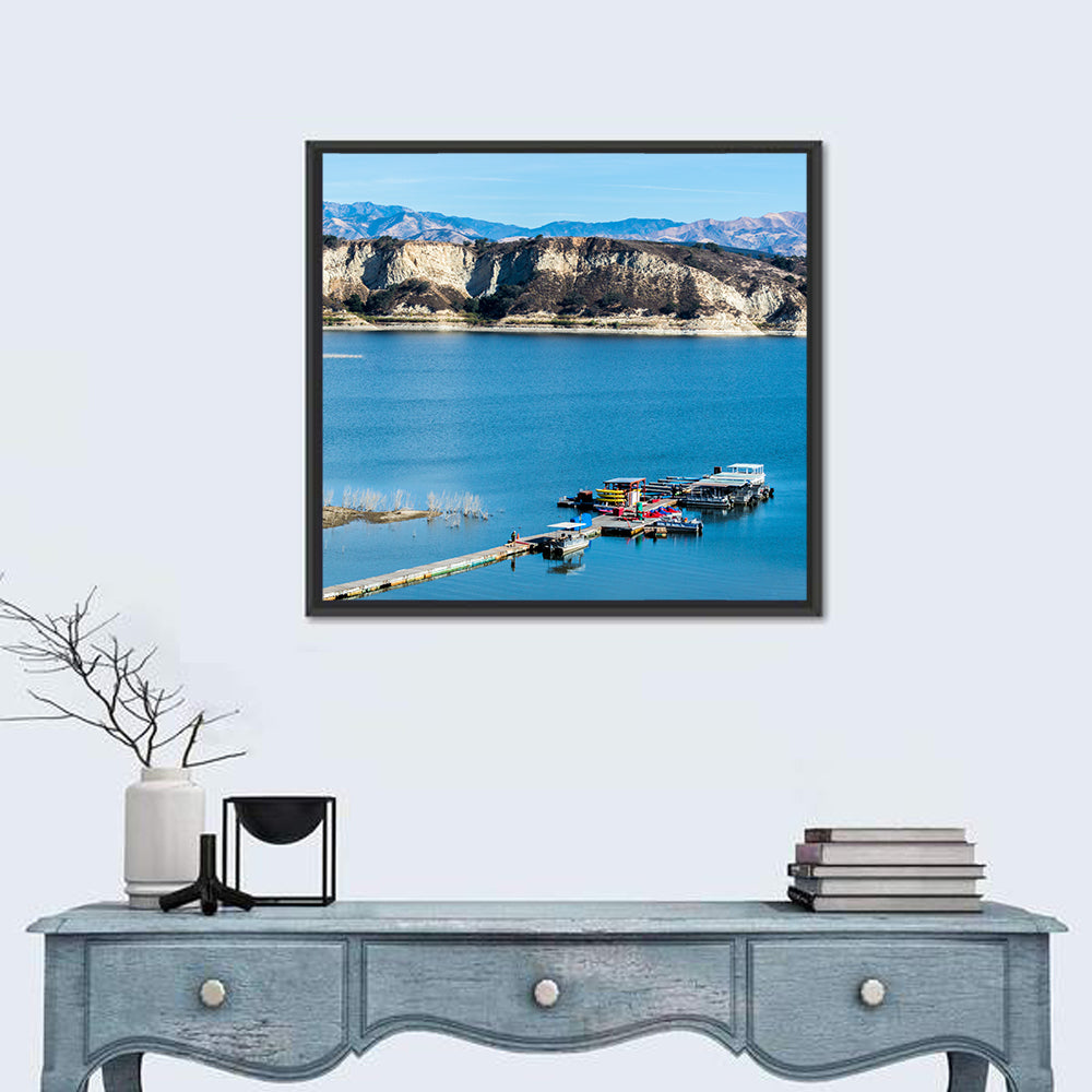 Lake Cachuma Dock and Mountains Wall Art