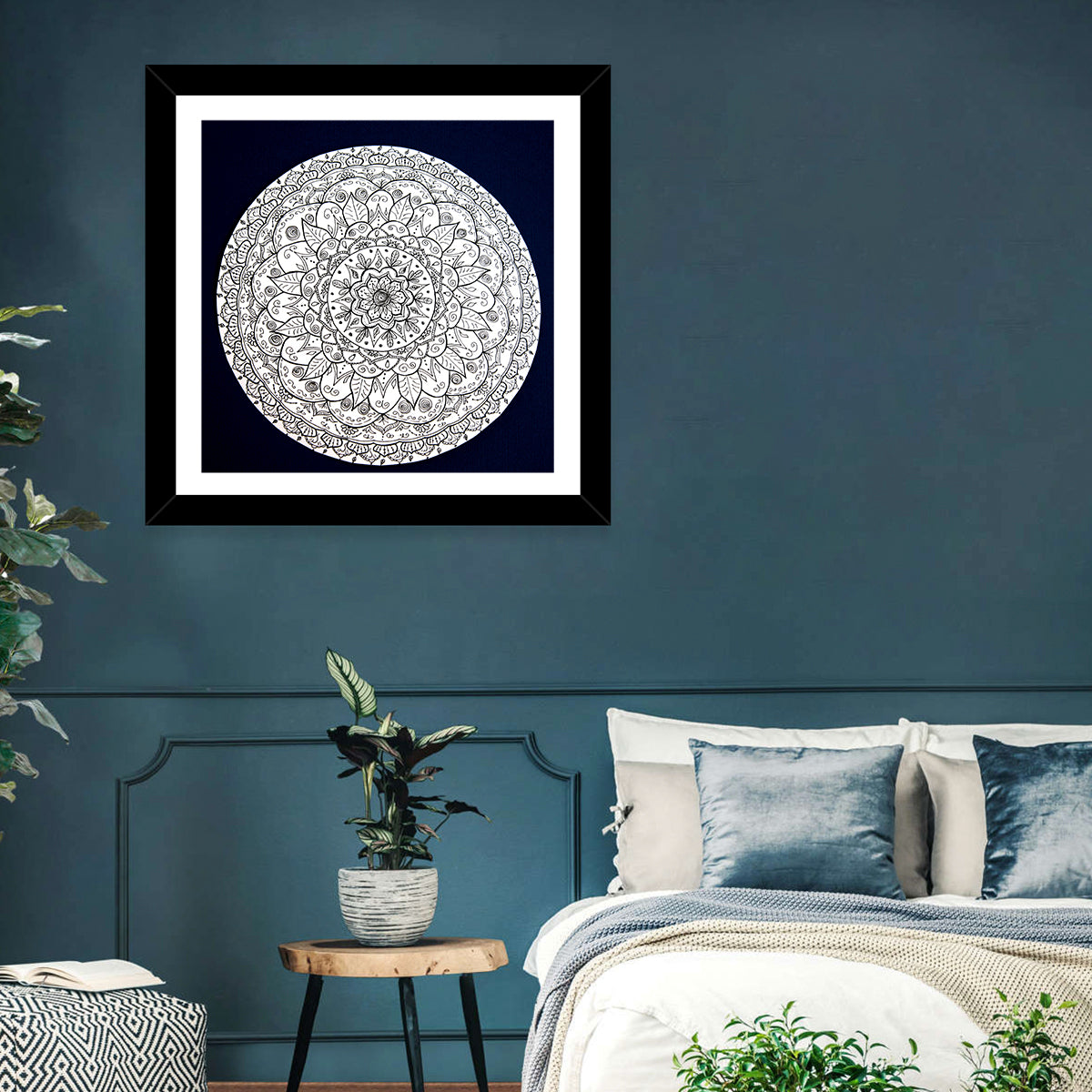 Navy Ornamental Mandala Wall Art