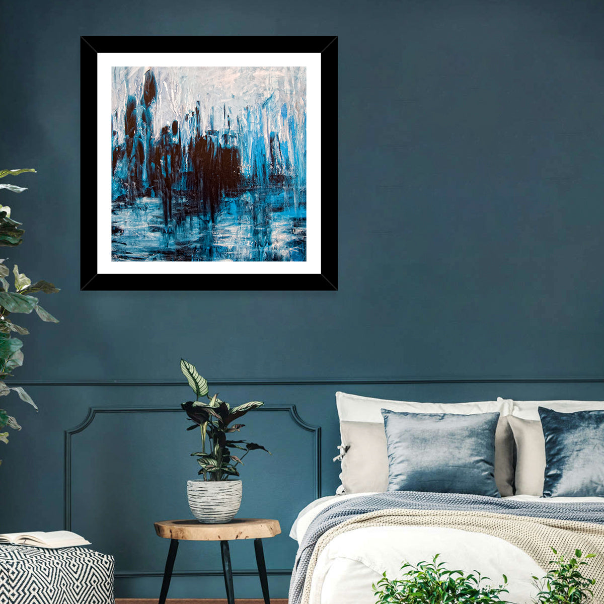 Rainy Abstract Skyline Reflection Wall Art