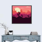 Desert Sunset with Saguaro Silhouettes Wall Art