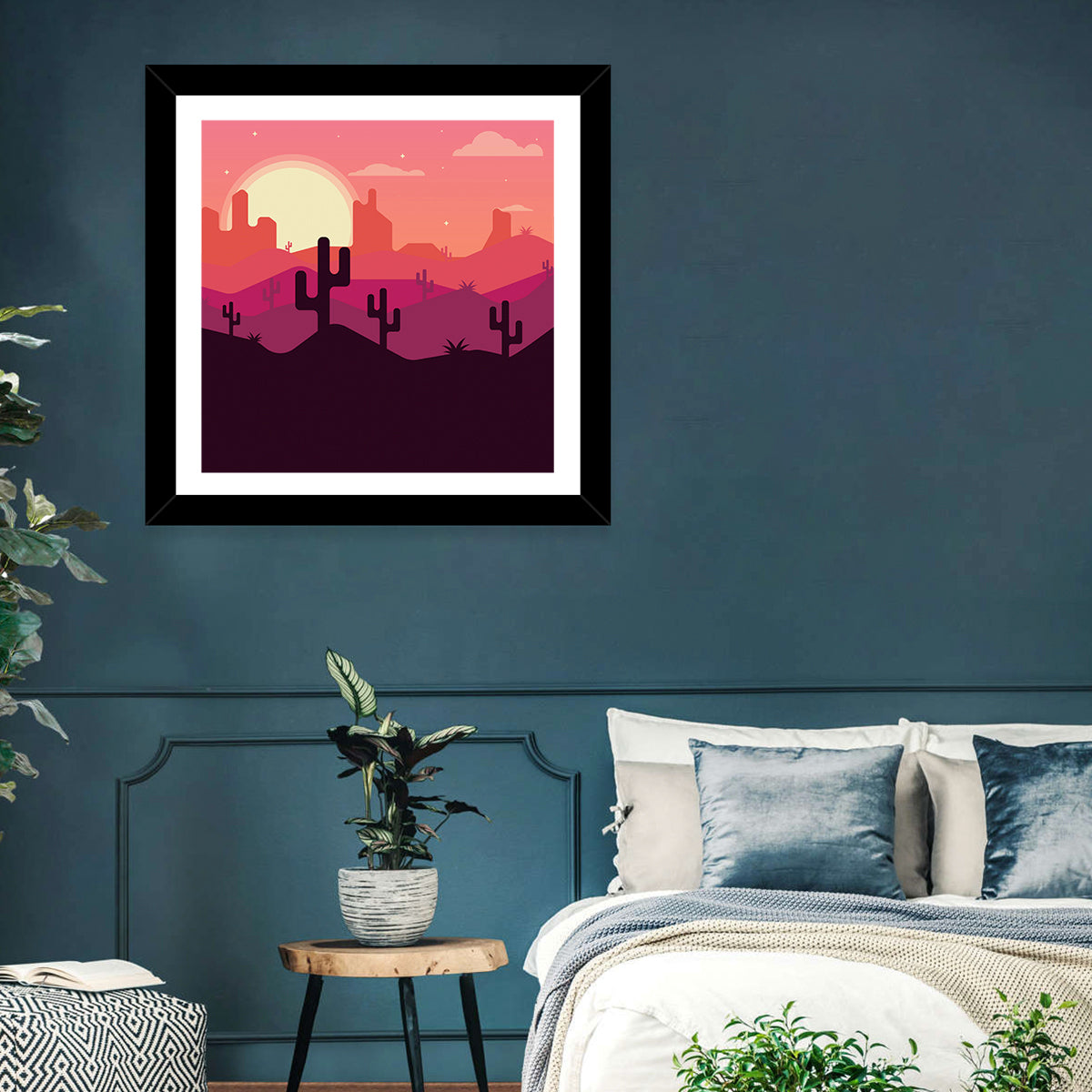 Desert Sunset with Saguaro Silhouettes Wall Art