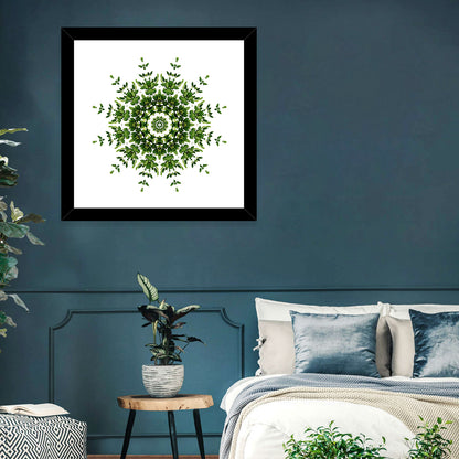 Botanical Green Leaf Mandala Wall Art