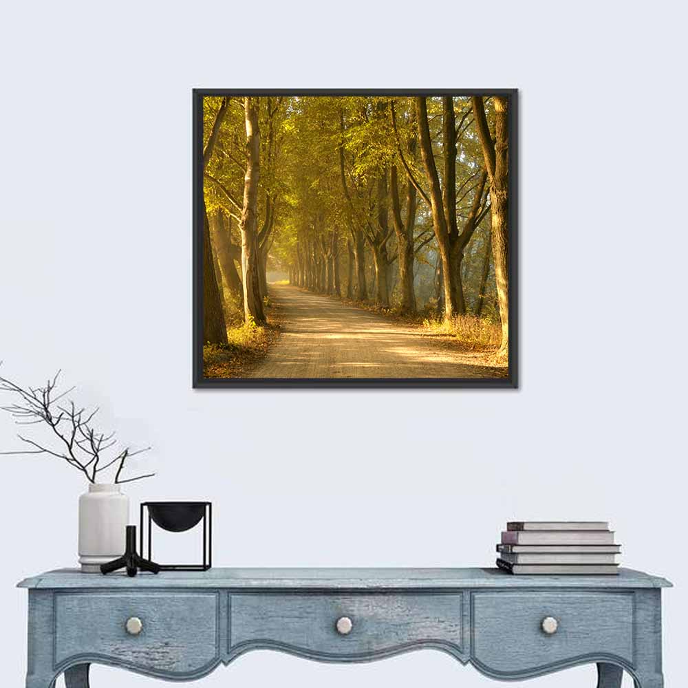 Autumn Road Through Golden Forest Wall Art