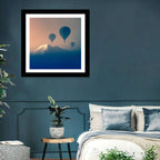 Three Hot Air Balloons Over Misty Peak Wall Art