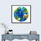 Watercolor Earth Globe Wall Art
