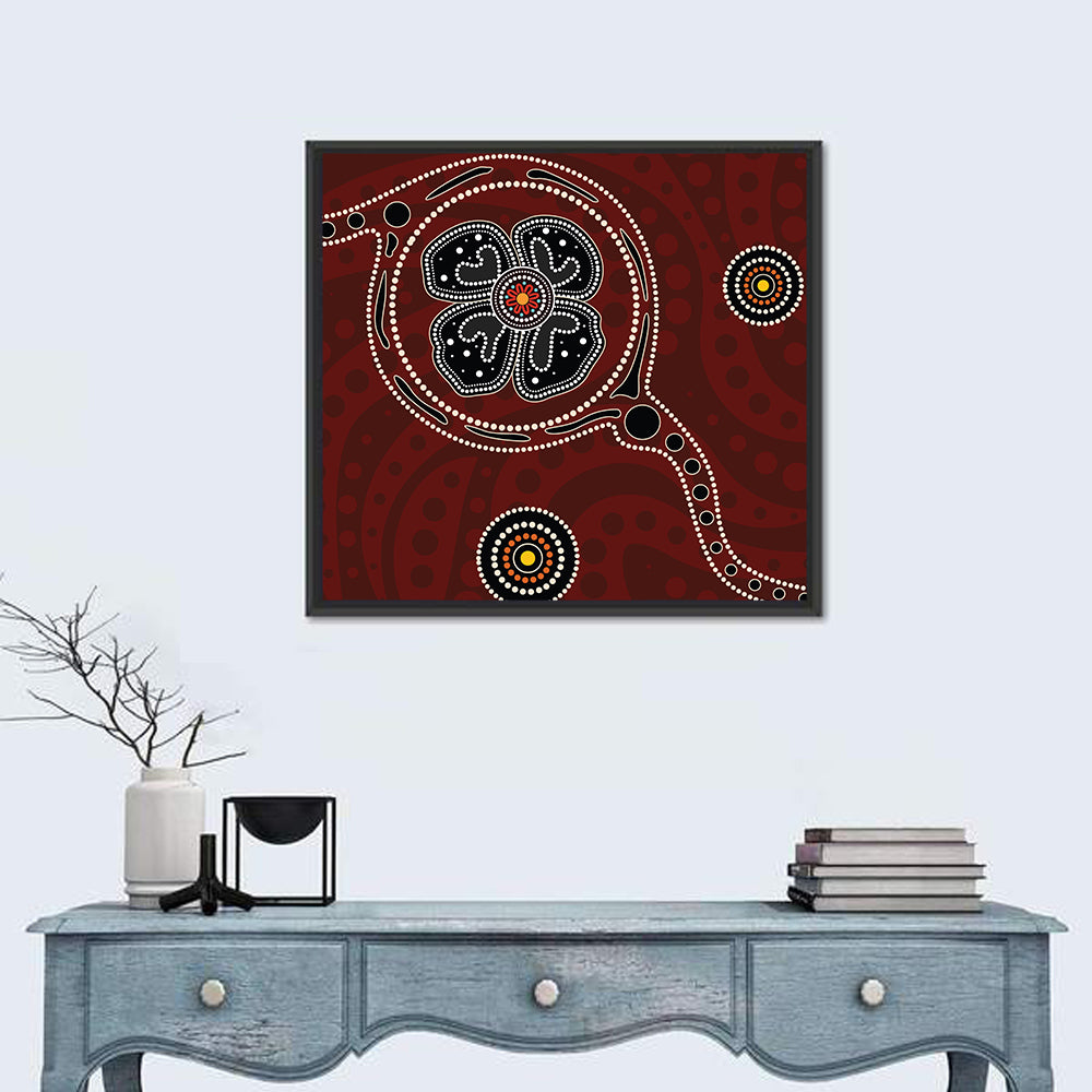 Aboriginal Poppy Dot Motif Wall Art