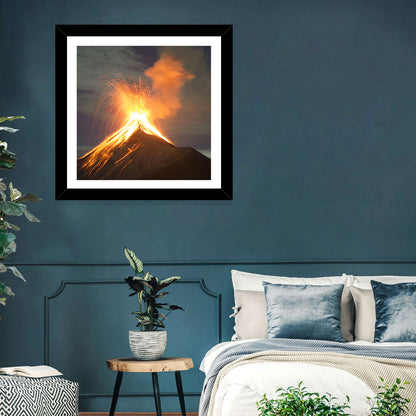Starry Night Volcano Eruption Wall Art