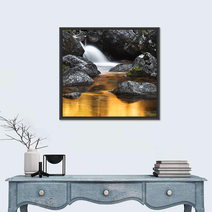 Golden Stream Waterfall Wall Art