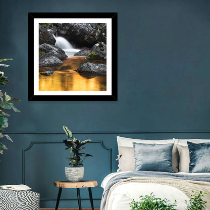Golden Stream Waterfall Wall Art
