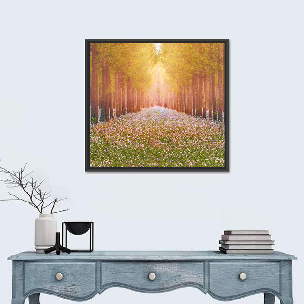 Golden Morning Forest Path Wall Art
