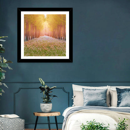 Golden Morning Forest Path Wall Art