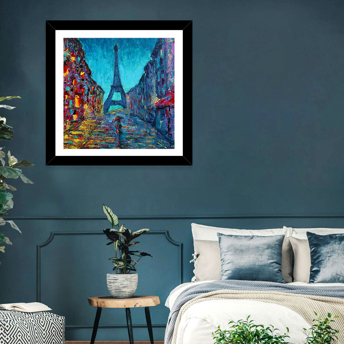 Rainy Paris Street with Eiffel Tower Wall Art