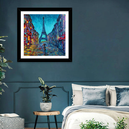 Rainy Paris Street with Eiffel Tower Wall Art