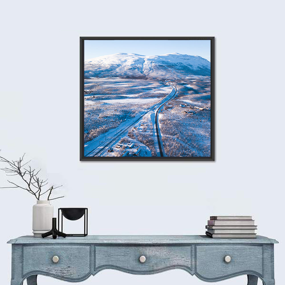 Snowy Valley with Parallel Tracks Wall Art