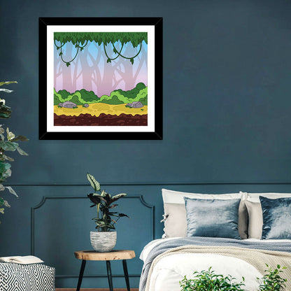 Playful Jungle Path Illustration Wall Art