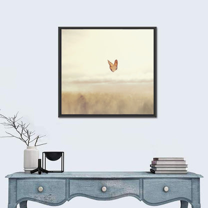 Monarch Over Beige Field Wall Art