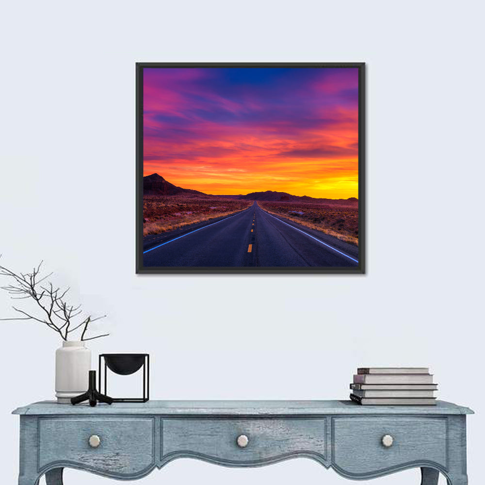 Infinite Desert Road Sunset Wall Art