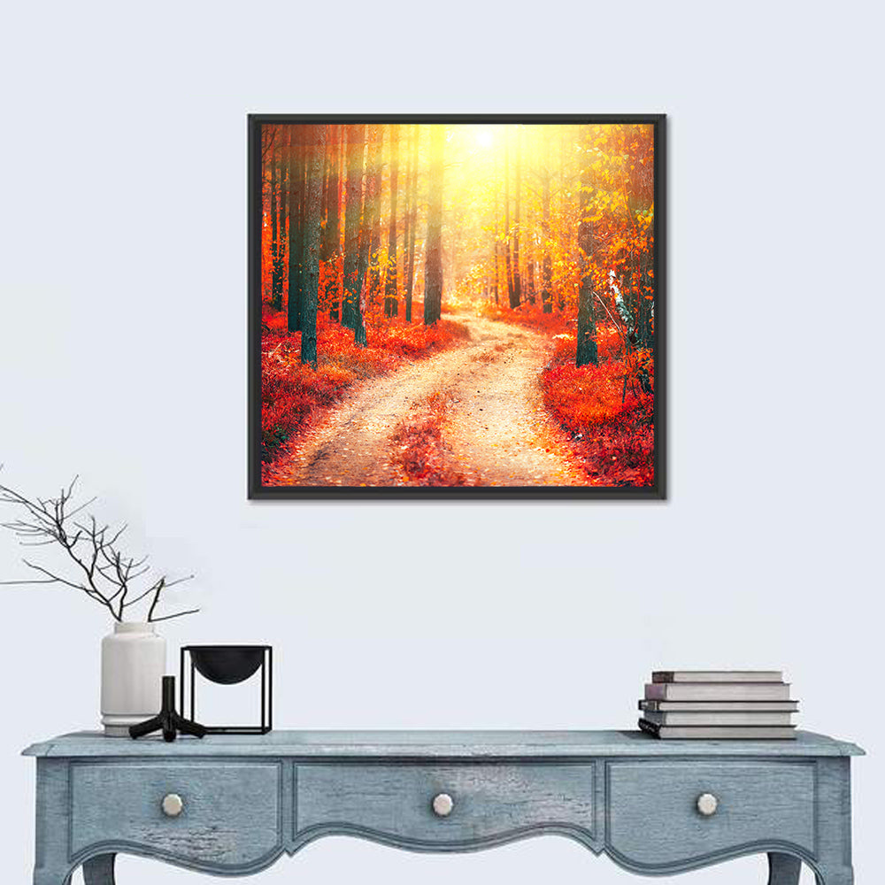 Golden Path Through Autumn Woods Wall Art