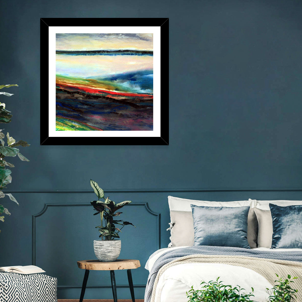 Moody Horizon Stripe Abstract Landscape Wall Art