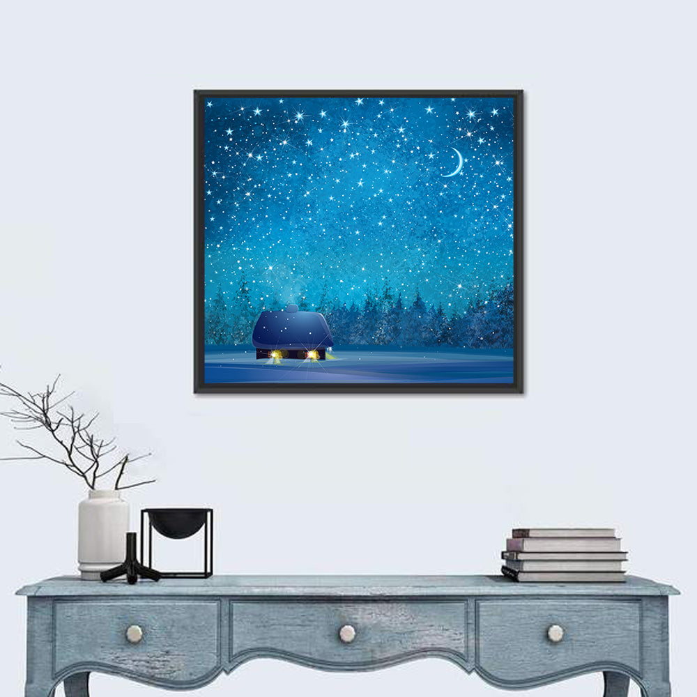 Winter Wonderland Night Illustration Wall Art