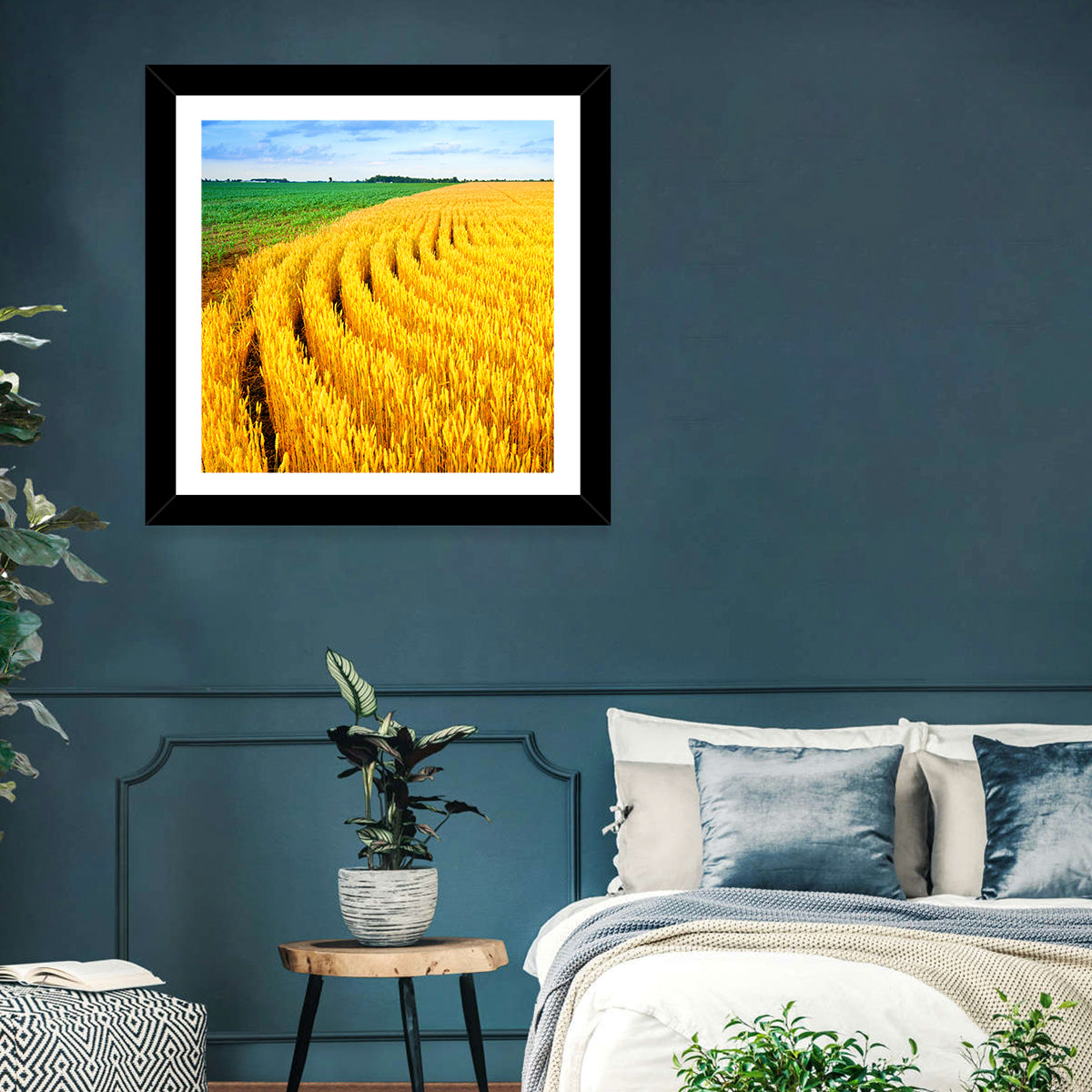 Summer Wheat Field with Curved Paths Wall Art