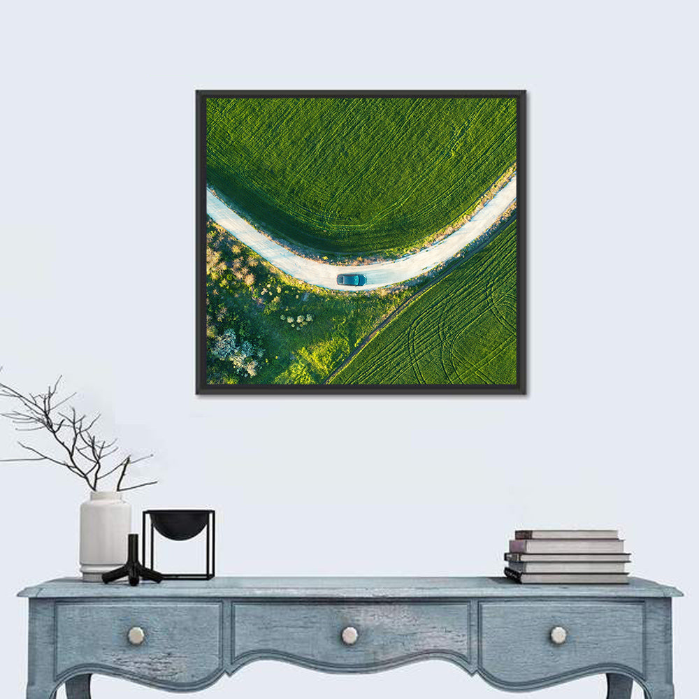 Aerial Farm Fields at Golden Hour Wall Art